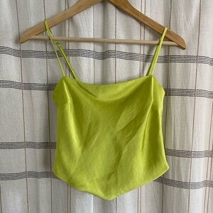 Aritzia Sunday Best Chartreuse Satin Top